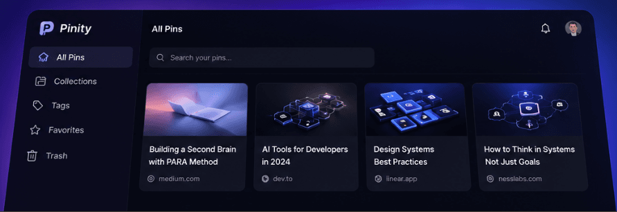 Pinity dashboard preview